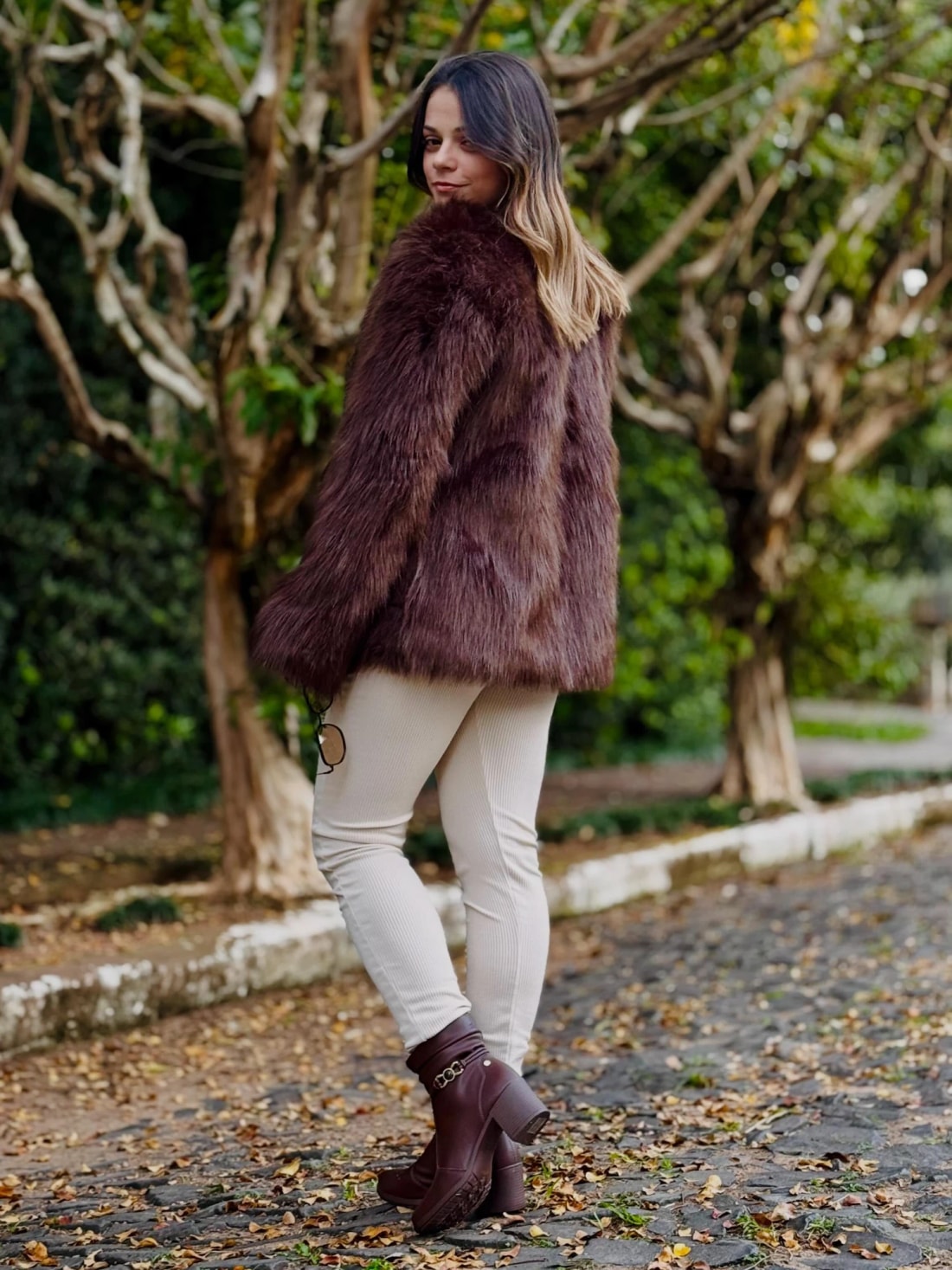 Casaco Fake Fur Vinho